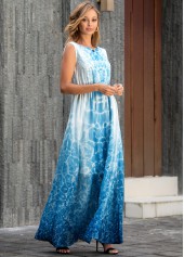 Sleeveless V Back Tie Dye Print Maxi Dress | thumb picture 