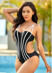Striped Cutout Waist One Piece Swimwear | thumb picture 