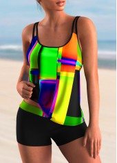 Spaghetti Strap Colorful Printed Tankini Set | thumb picture 