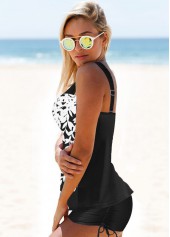 Wide Strap Drawstring Side Printed Tankini Set | thumb picture 