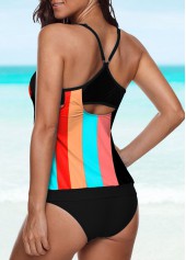 Criss Cross Striped Multi Color Tankini Set | thumb picture 