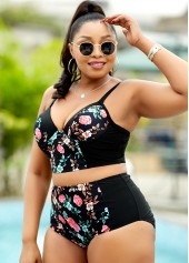 Plus Size Floral Print High Waisted Bikini Set | thumb picture 