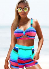 High Waisted Geometric Print Colorful Bikini Set	 | thumb picture 