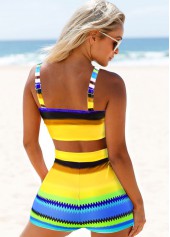 High Waisted Colorful Geometric Print Bikini Set	 | thumb picture 