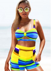 High Waisted Colorful Geometric Print Bikini Set	 | thumb picture 