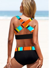 Rainbow Stripe Criss Cross Back Bikini Set | thumb picture 