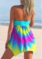 Hanky Hem Bowknot Colorful Geometric Print Swimdress and Panty | thumb picture 