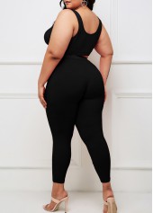 Plus Size Black Wide Strap High Waisted Sweatsuit | thumb picture 