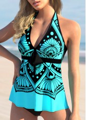 Tribal Print Halter Bowknot Tankini Set | thumb picture 