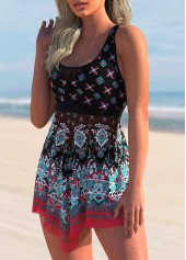 Tribal Print Asymmetric Hem Swimdress and Shorts | thumb picture 