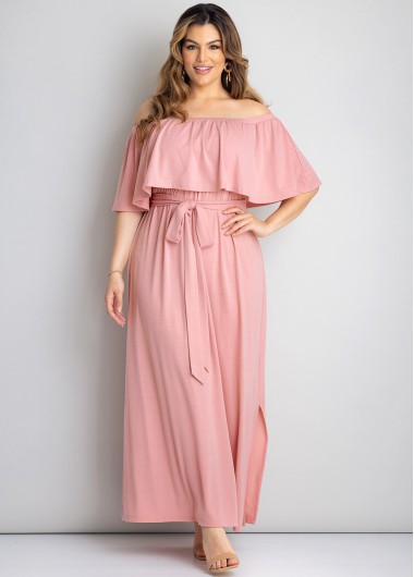 Modlily Plus Size Off Shoulder Flounce Dress - 3X