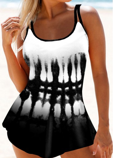 Modlily Ombre Tie Dye Print Swimdress and Panty - XXL