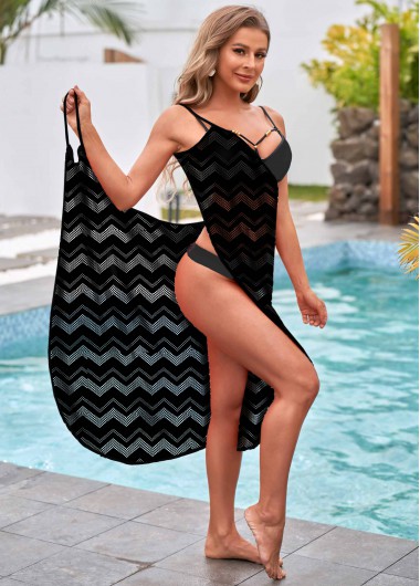 Modlily Crossover Hem Spaghetti Strap Sheer Cover Up - M