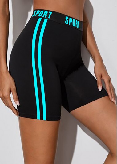 Modlily Striped High Waisted Letter Print Swim Shorts - M