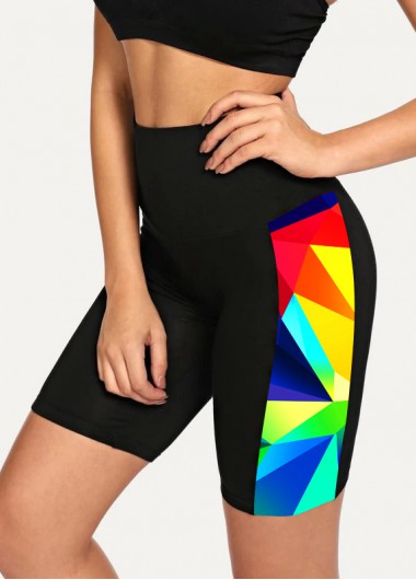 Modlily High Waisted Geometric Print Swim Shorts - L