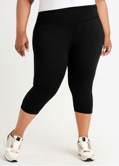 Modlily High Waist Skinny Solid Pocket Plus Size Pants - 1X