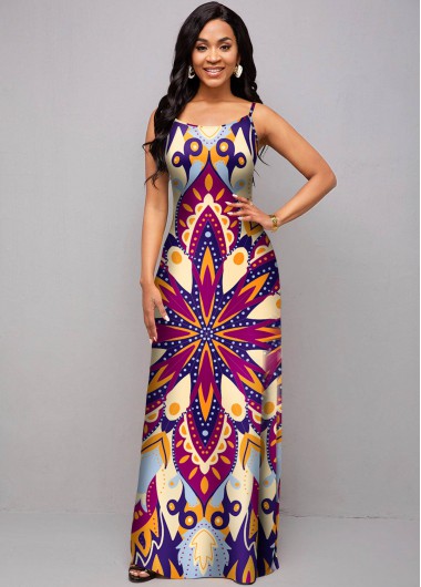 Modlily Tribal Print Spaghetti Strap Maxi Dress - M