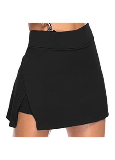 Modlily Asymmetric Hem High Waist Elastic Detail Athletic Skort - 5XL