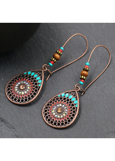 Modlily Water Drop Design Metal Detail Earrings - One Size