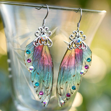 Rainbow Color Butterfly Wings Design Earrings