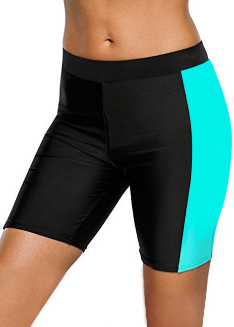 Color Block Mid Waist Skinny Swim Shorts | picture 
