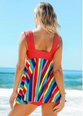 Rainbow Stripe Wide Strap Mid Waist Swimdress and Shorts | thumb picture 