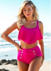 Double Straps Asymmetric Hem High Waist Bikini Set | thumb picture 