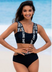 Letter Print High Waisted Bikini Set | thumb picture 