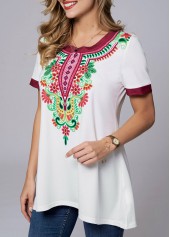 Tribal Print Round Neck Short Sleeve T Shirt | thumb picture 