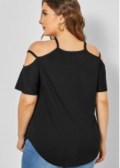 Plus Size Strappy Cold Shoulder Sunflower Print T Shirt | thumb picture 
