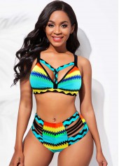 Chevron Print High Waisted Bikini Set