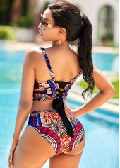 Tribal Print Lace Up Spaghetti Strap Bikini Set  | thumb picture 