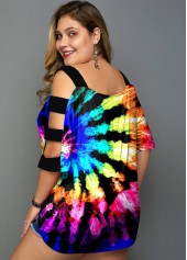 Plus Size Multicolor Tie Dye Print T Shirt | thumb picture 