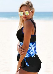 Leaf Print Bowknot Front Tankini Set
