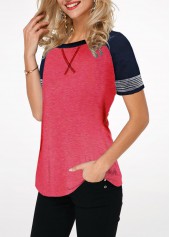 Contrast Round Neck Short Sleeve T Shirt | thumb picture 