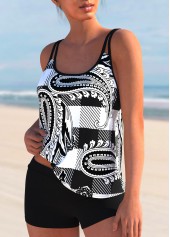 Plaid Paisley Print White Tankini Set | thumb picture 
