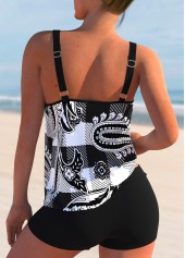 Plaid Paisley Print White Tankini Set | thumb picture 