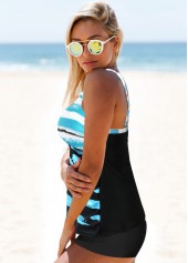 Criss Cross Back Printed Tankini Set