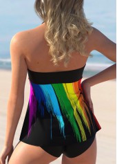 Rainbow Color Printed Bowknot Halter Tankini Set | thumb picture 