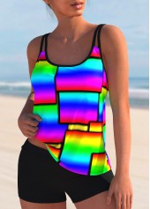 Rainbow Color Geometric Print Tankini Set | thumb picture 