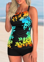 Leaf Print Spaghetti Strap Tankini Set | thumb picture 