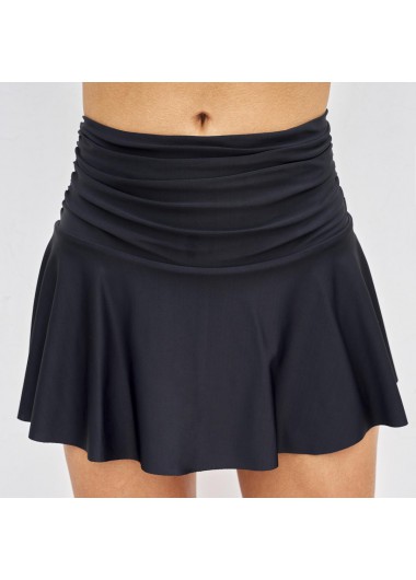 Modlily Mid Waist Ruched Solid Swim Skirt - XL