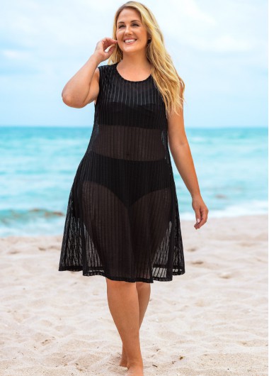 Modlily Plus Size Round Neck Sleeveless Cover Up - 2X