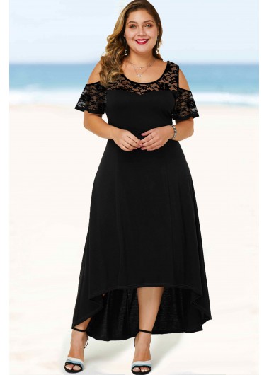 Modlily Plus Size Ruffle Sleeve Lace Stitching Dress - 2X