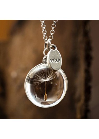 Modlily Dandelion Design Letter Print Silver Necklace - One Size