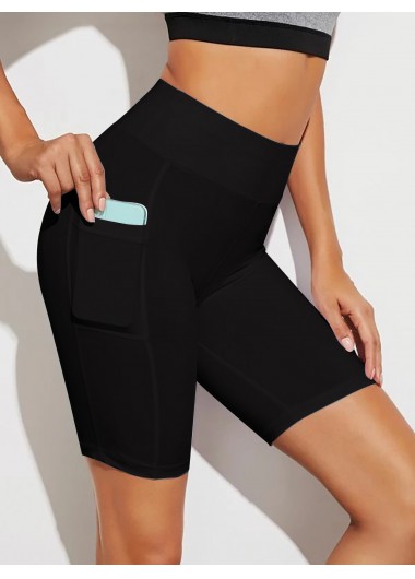 Modlily Pocket High Waisted Solid Swim Shorts - S