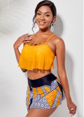 Cage Neck Overlay Top and Printed Pantskirt | thumb picture 