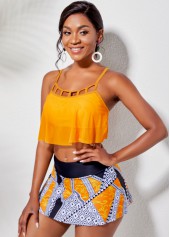 Cage Neck Overlay Top and Printed Pantskirt | thumb picture 