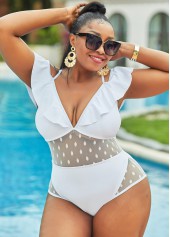 Plus Size Lace Stitching Ruffle One Piece Swimwear | thumb picture 