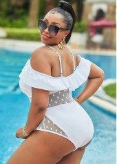 Plus Size Lace Stitching Ruffle One Piece Swimwear | thumb picture 